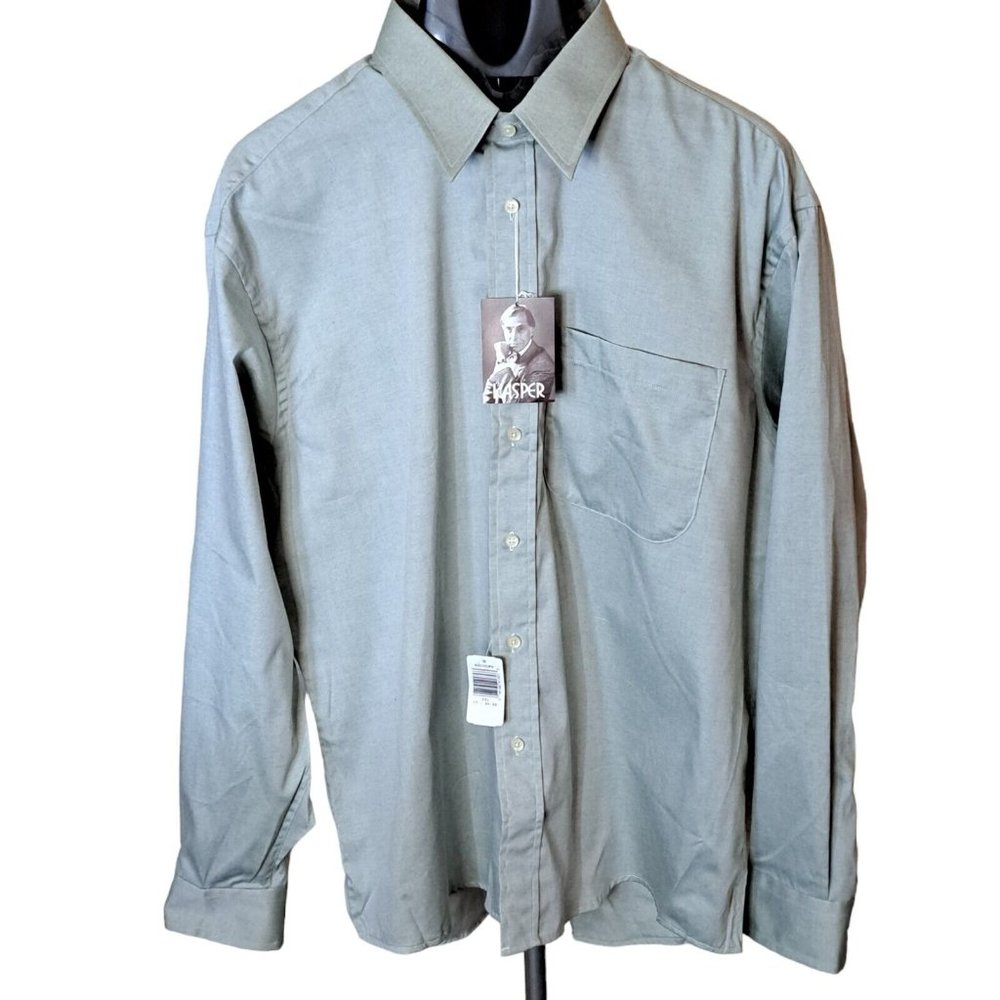 Kasper Dress Shirt Men's 17 34/35 Pinpoint Oxford Light Gray Blue NEW  With Tags